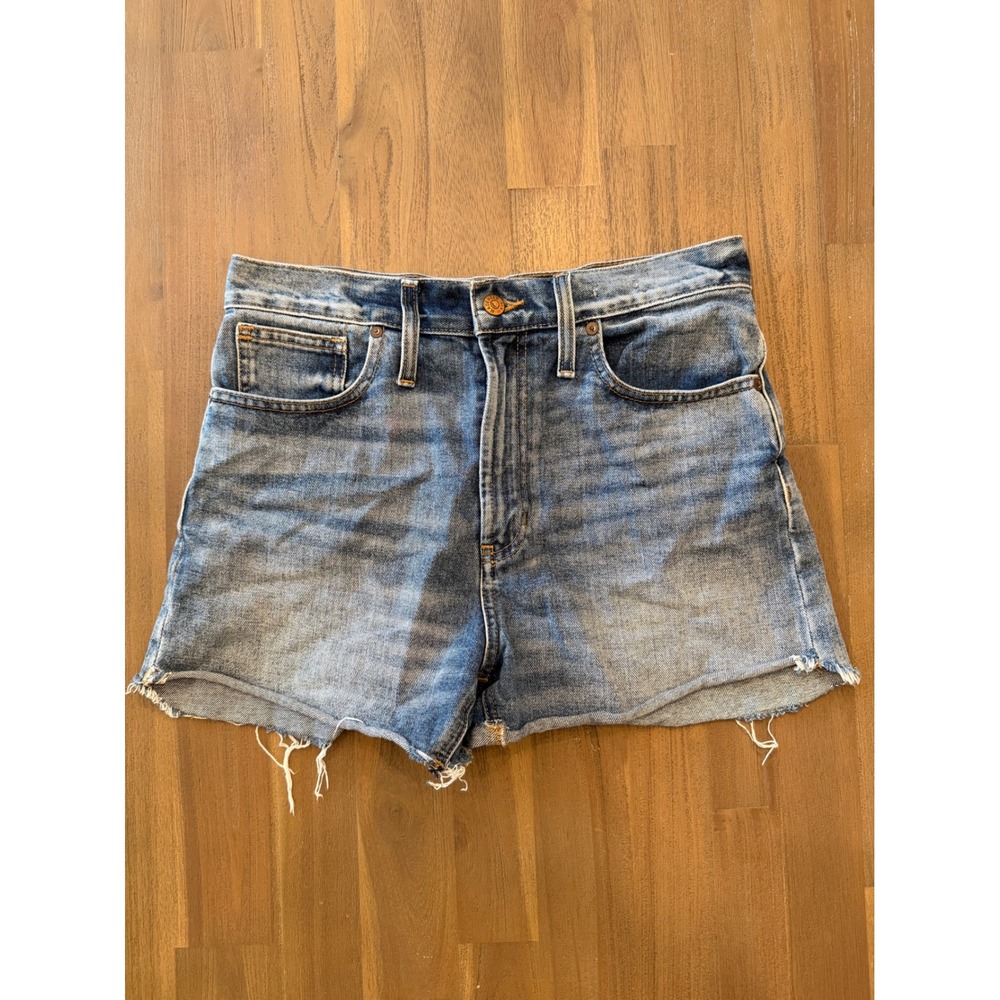Madewell The Perfect Jean‎ Short High Rise Raw Hem Denim Blue Size 27